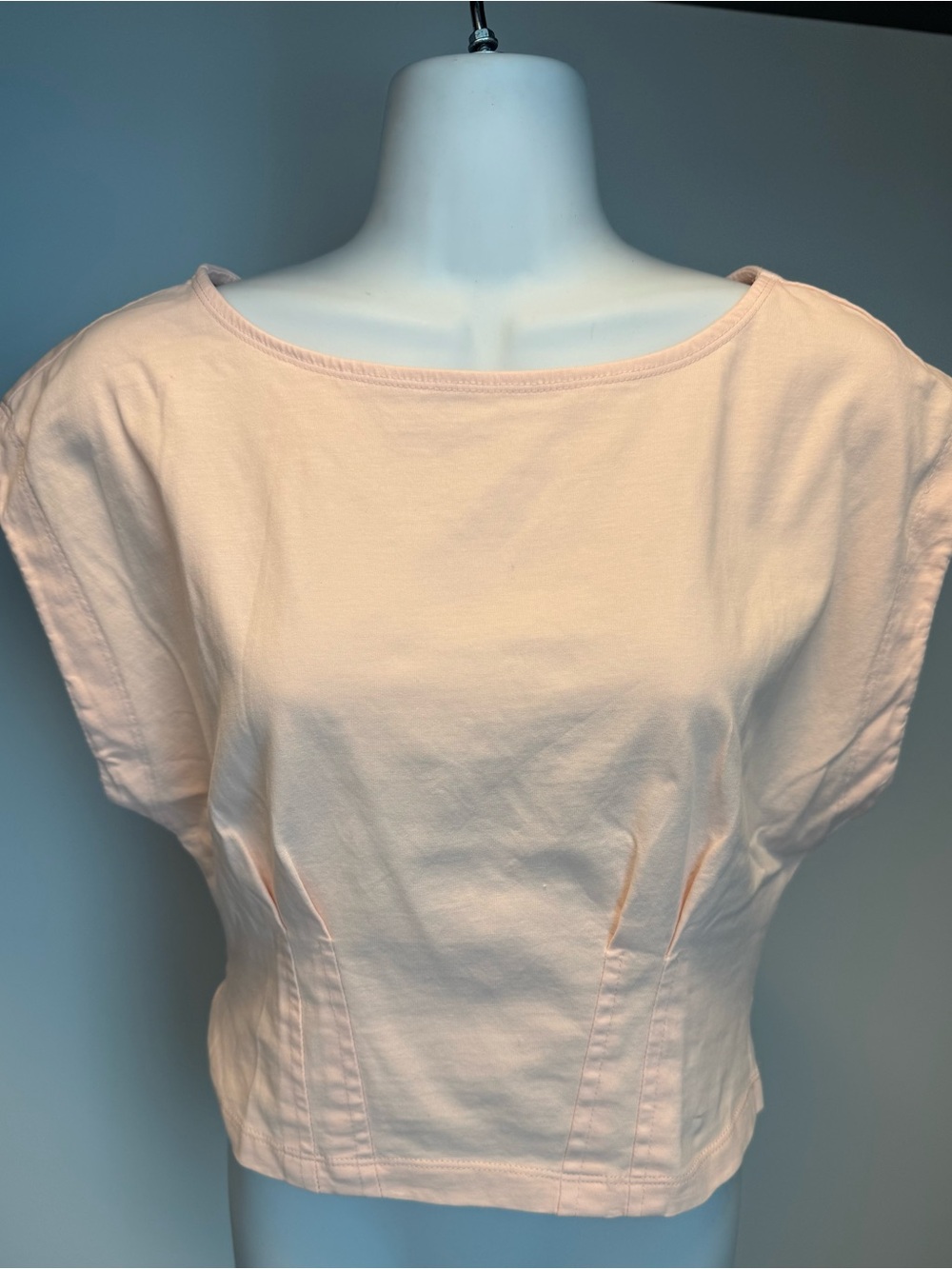 Anthropologie Peach Cropped Boatneck Top